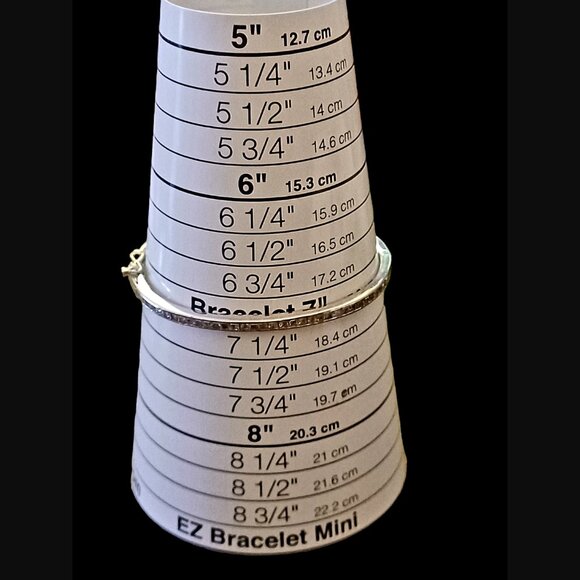 925 Sterling Silver Square Cut Clear CZ 7" Hinged Bangle Bracelet - Picture 3 of 7